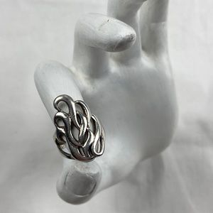 Smoke flame Symbol Ring in 925 sterling silver very thick and well made sinuous